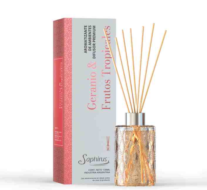 SAPHIRUS PREMIUM DIFUSOR GERANIO Y FRUTOS TROPICALES 130 ML